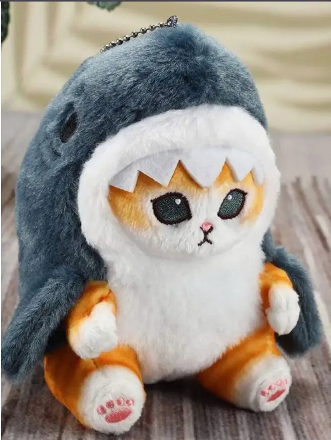 Мягкая игрушка Кот Акула брелок 13 см