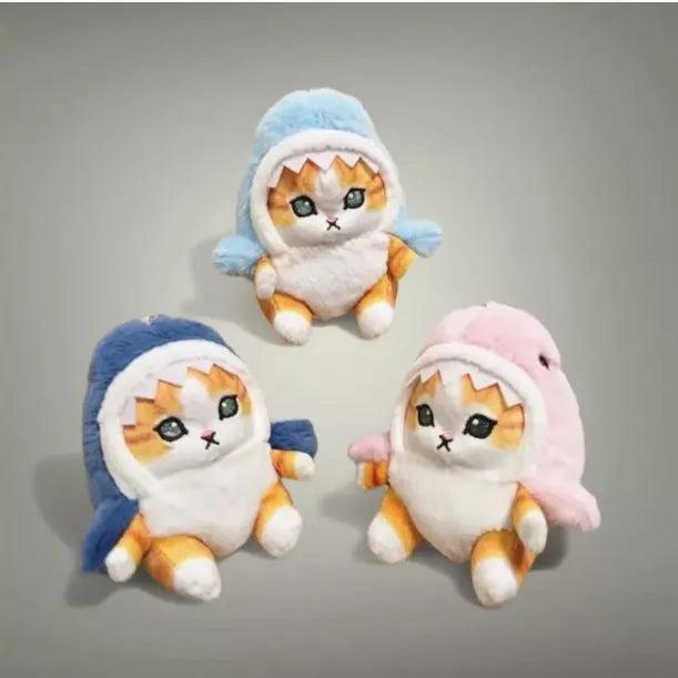Мягкая игрушка Кот Акула брелок 13 см