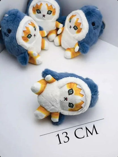 Мягкая игрушка Кот Акула брелок 13 см